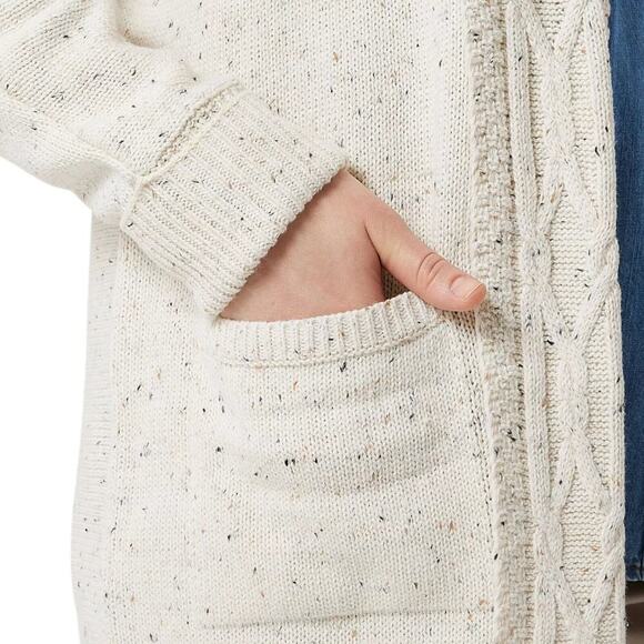 NWT Chaps Women's Cotton Blend Cable Knit Shawl Collar Open Front Cardigan - Picture 3 of 7